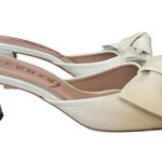 Anthropologie Vicenza Wharton Tan Leather Bow Mule Heels NWOB size 7 Photo 2