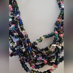 Vintage Iridescent Multicolor Multi row Beaded Necklace Black Photo 2