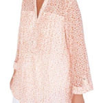 Roz & Ali Roz & Ali Mesh Dot Print Popover Blouse Top Orange Size 1X Feminine Romantic Photo 0