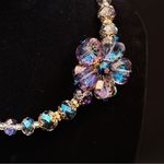 Vintage Kaleidoscope Crystal Beaded Collar With Flower Pendant Pink Photo 4