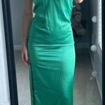 Baobab green satin cross neck slip dress open back size xs Photo 0