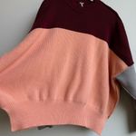 Free People  Peach Combo Red Easy Street Tunic Sweater Size XS Oversized Relaxed Photo 2