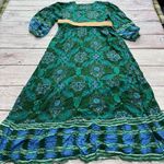 Celina Moon Boho Maxi Dress Green and Blue Pattern Size Large Photo 3