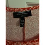 Allison Brittney Plus Red White Patchwork Floral Print Short Sleeve Dress 3X Photo 3