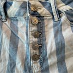 REWASH  High Waist Button Fly Blue Railroad Striped Denim Jean Shorts Photo 2