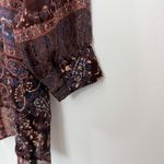ZARA Patchwork Oversized Blouse Top Sheer Brown Paisley Size Large Photo 5