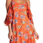 Adelyn Rae  Orange Floral Asymmetrical Dress Size XS Photo 0