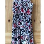 Vintage black white red floral and polkadot spaghetti strap dress Jr size small Photo 2