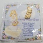NWT Precious Moments Godmother Gold Tone Angel Pin Gold Photo 0