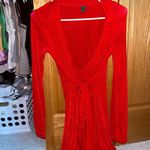 Target Red Balloon Sleeve Wrap Dress Photo 0
