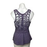Free People Floral Cotton Purple Sleeveless Round Crochet Peplum Tank Top Size S Photo 2