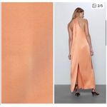 ZARA  Peach Orange Sayin High Neck Slip Maxi Dress Size XS Wedding 4437/071 Photo 12