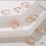 Boutique Gold Rhinestone Stacking Midi Finger Multi Size 8pc Ring Set‎ NEW Photo 4