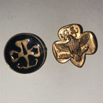 Lot of 2 Vintage Girl Scout Brownie Pins Gold Photo 0