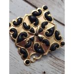 Vintage Clip On Earrings Unusual Gold Tone Cut Out Design Diamond Shape Large Photo 1