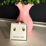 Michael Kors Gold Heart Stud Earrings Minimalist Designer Jewelry NWT Photo 2