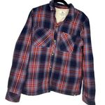 Volcom  Sherpa Lined Flannel Button Down Women's Size Small 10 Plaid Shacket Photo 0