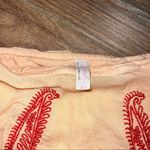 Free People  Orange Easy On The Eyes One Shoulder Embroidered Cotton Blouse Top Photo 3