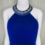 Vintage 80s zum Zum blue velvet retro shift dress with rhinestone collar top s Photo 3