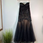 Galina Signature Strapless Corset Gown Size 12 Beaded Strapless Black Photo 2