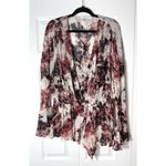 IRO  Red Black Floral Bell Sleeve V-Neck Viscose Blouse Size 44 / Large 12 Photo 7