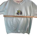 Real Work Wear Embroidered Floral Crewneck Sweatshirt Pullover XL Cottage Granny Blue Photo 5