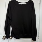 Black Crewneck Sweater with Ribbed Cuffs Lightweight Size L Photo 0