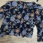 Loft women’s blue Navy Floral print blazer size 6 ,97% cotton long sleeve Photo 9