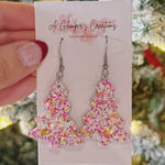 GRACE LILLY BOUTIQUE Pink Christmas Tree Leather Earrings Photo 0