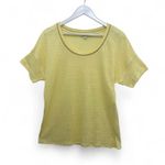 Chico's Yellow Linen Knit Top Size 0 Small Metallic Trim Short Sleeve Tunic Tee Photo 1
