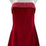 NEW Commense Red Velvet Velour Bandeau Strapless Sleeveless A Line Mini Dress L Size L Photo 0