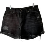 Old Navy Black High-Rise Slouchy Straight Distressed Cut-Off Jean Shorts Size 10 Photo 0