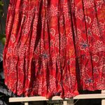 Angie  Peasant Sleeve Red Print Maxi Dress M Photo 4