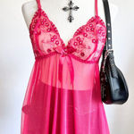 Pink Sheer Lingerie Top, Y2K, Coquette, Romantic, Soft Girl,‎ Feminine, Medium Photo 0