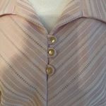 Vintage pink & white striped polyester belted shirt dress w/pearl buttons. Sz 14 Photo 2