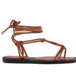 AZALEA WANG Leandro Tan Lace Up Flats Sandals Sz 7 NEW NIB Brown Photo 2