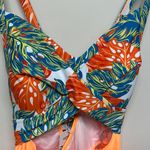 Bershka  Tropical Leaf Print Bikini Top Skirt style with criss cross straps Photo 1