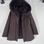Vintage Real Fur Lined Coat Thinsulate Insulated Hooded Brown Women Size XS Photo 1