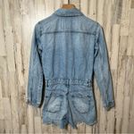 ZARA Denim Medium Wash Long Sleeve Romper One Piece Utility Womens Size XS Photo 4