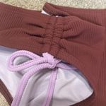 Cupshe Brown Ribbed Side Ruching Mid Rise Bikini Bottoms Size M Photo 5