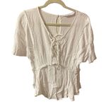 ZARA  WHITE FLUTTER SLEEVE LACE UP TOP Photo 2