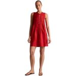 Quince  Red Wild Cherry Organic Cotton Gauze Sleeveless Swing Dress Sz.M Photo 1
