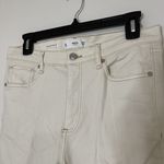 Mango MNG denim boot crop raw hem ecru ivory jeans size US 6 Photo 3