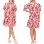CeCe Tiered Floral Short Babydoll Dress Pink Puff Sleeve Party Size XL Photo 7