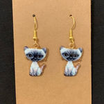 Siamese Birman cat handmade dangle earrings NWT Photo 0