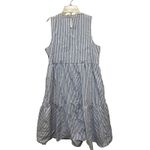 J.Crew Blue White Stripe Tiered Ruffle Neck Sleeveless Midi Dress Size 12 Photo 2