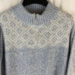 Fair Isle Sweater Baby Blue & Ivory 1/4 Zip Pullover Cotton Country Aprés Large Photo 1