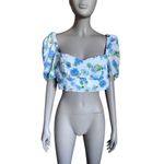 ZARA  White, Blue and Green Floral Crop Top Photo 1