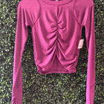 Free People Movement FP MOVEMENT by FREE PEOPLE Tempo Ruched Long Sleeve TOP XS DEEP MULBERRY Photo 0