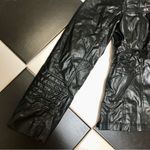 NWT Cinnie Black Faux Leather Hoodie Bomber Jacket Sweatshirt Layered Look sz L Size L Photo 2